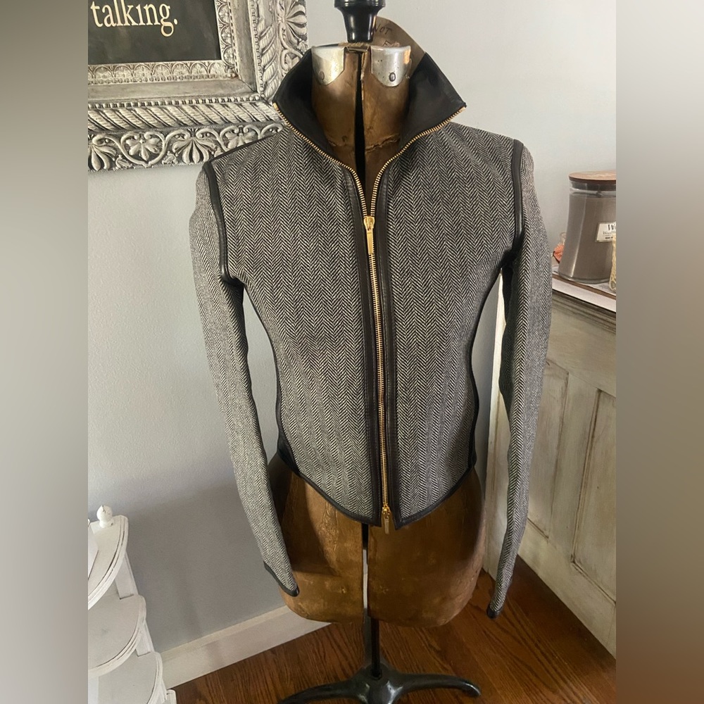 Gucci tweed and leather jacket